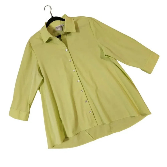 New Finley Light Green Trapeze 3/4 Sleeve Collared Button Down Blouse Si… - Picture 7 of 10